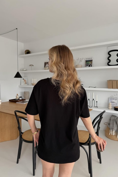 Teddy Nakışlı Tshirt Siyah