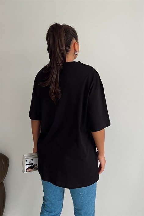 Text Baskılı Tshirt Siyah