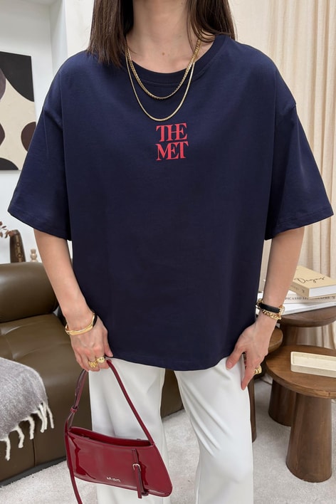 The Met Baskılı  Tshirt Lacivert