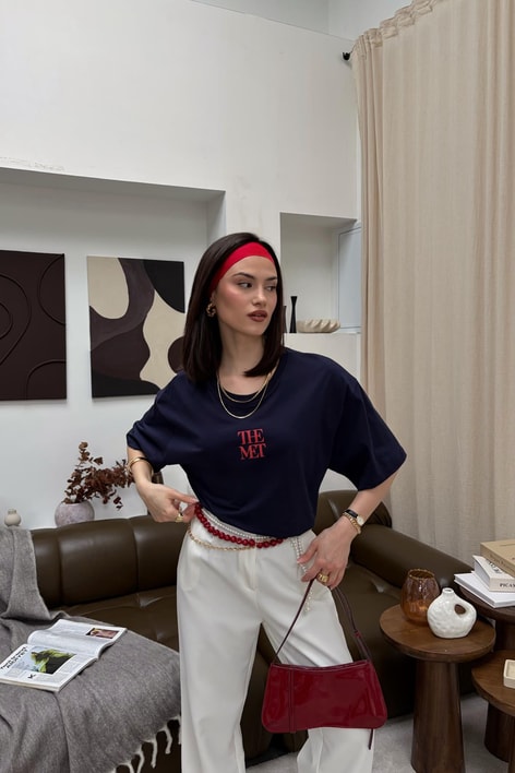 The Met Baskılı  Tshirt Lacivert