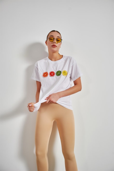 Turunçgil Oversize Tshirt Beyaz