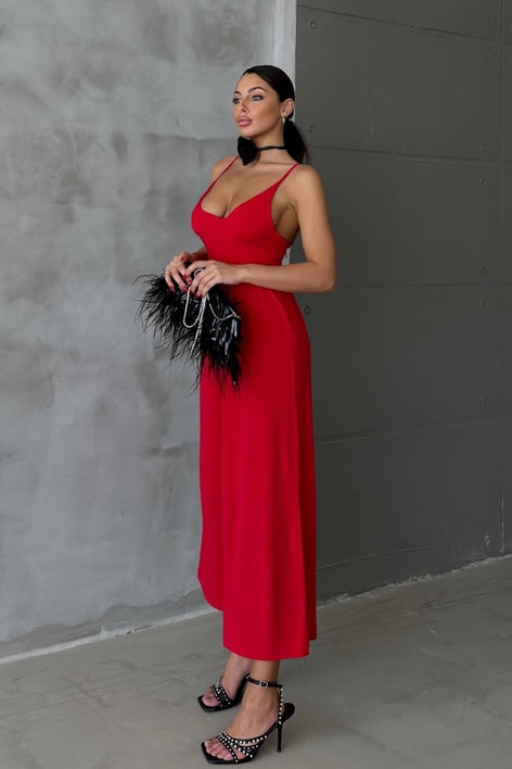 Askılı Midi Tulum Kırmızı