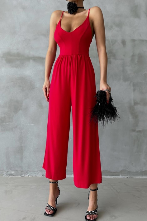 Askılı Midi Tulum Kırmızı