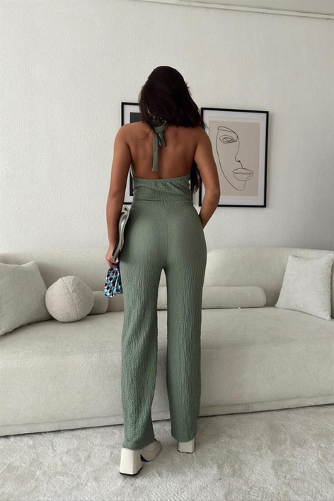 Boyundan Bağlamalı Gofre Tulum Çağla Yeşili