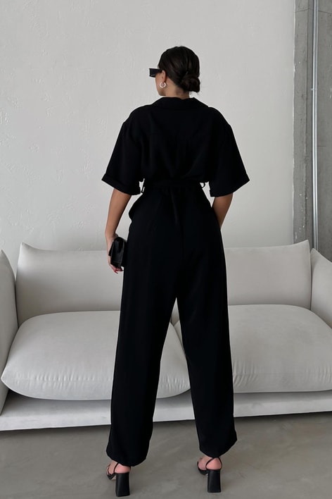 Fermuarlı Mini Cep Tulum Siyah