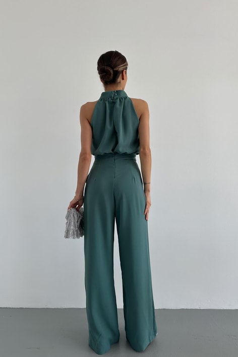 Halter Yaka Premium Tulum Yeşil