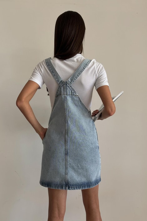 Kar Yıkama Denim Salopet Buz Mavi