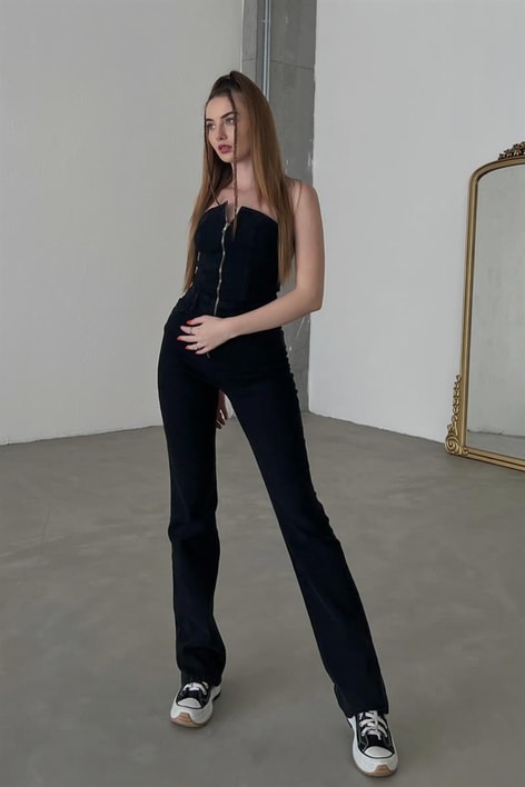 Straplez Denim Tulum Siyah