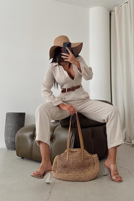 Zip Detay Kemerli Tulum Taş