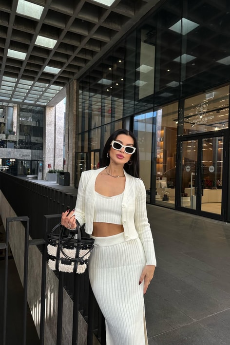 Üçlü Triko Takım Krem