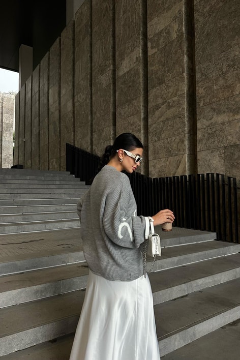 Wrstbhvr Örgü Triko Kazak Gri