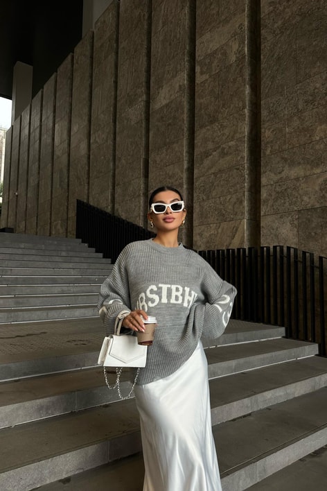 Wrstbhvr Örgü Triko Kazak Gri