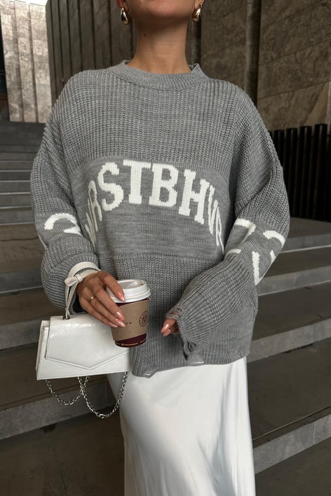 Wrstbhvr Örgü Triko Kazak Gri