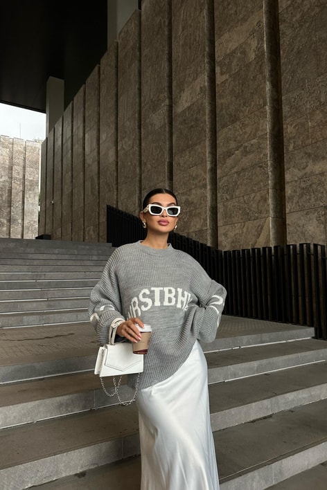 Wrstbhvr Örgü Triko Kazak Gri