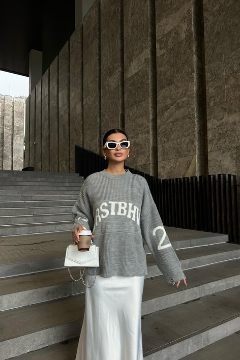 Wrstbhvr Örgü Triko Kazak Gri