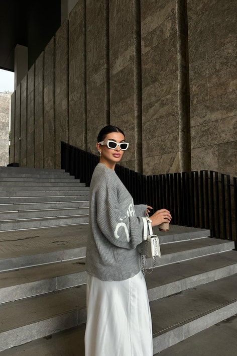 Wrstbhvr Örgü Triko Kazak Gri