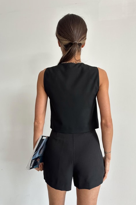 Astarlı Double Yelek Siyah