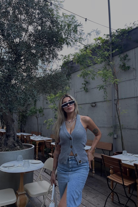 Casual Triko Yelek Gri