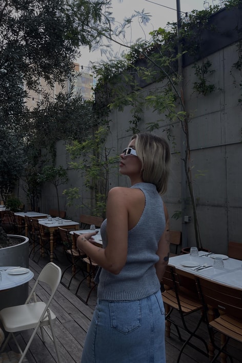 Casual Triko Yelek Gri