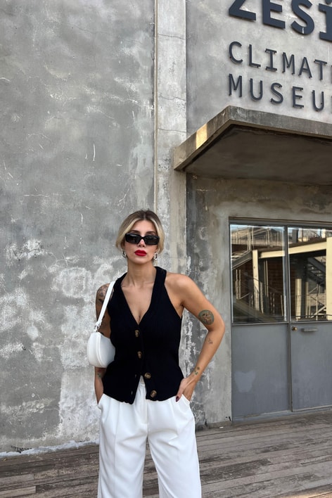 Casual Triko Yelek Siyah