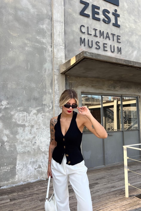 Casual Triko Yelek Siyah