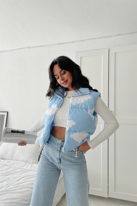 Çift Taraflı Gökkuşağı Yelek Mavi