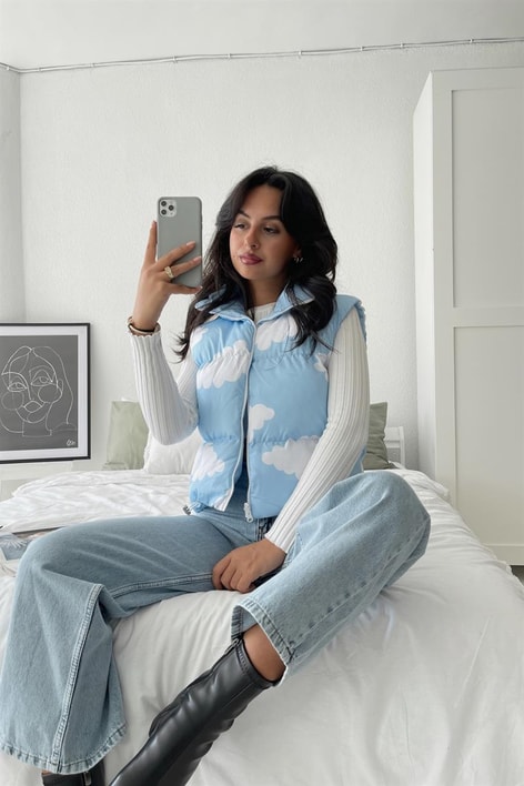 Çift Taraflı Gökkuşağı Yelek Mavi