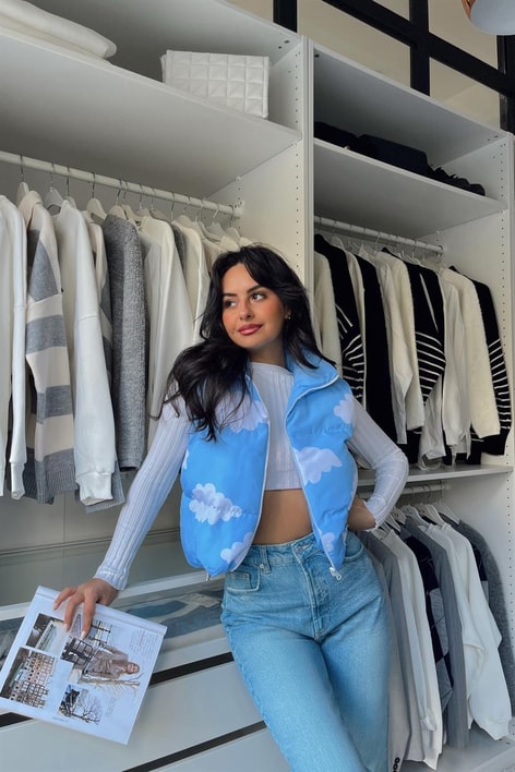 Çift Taraflı Gökkuşağı Yelek Mavi