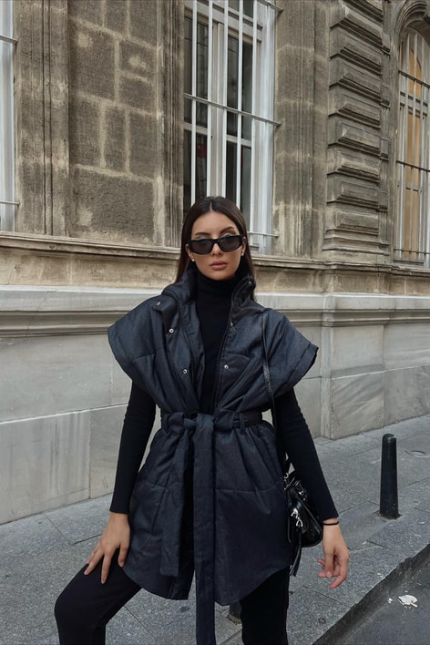 Çıtçıt Kaplamalı Yelek Antrasit