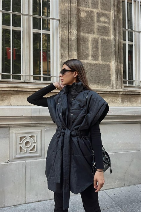 Çıtçıt Kaplamalı Yelek Antrasit