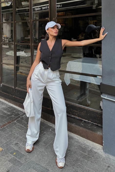 Çizgili Classic Basic Yelek Siyah Siyah