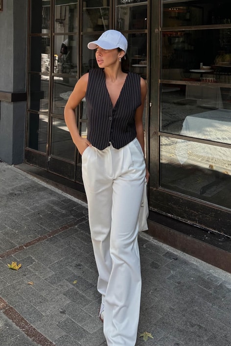 Çizgili Classic Basic Yelek Siyah Siyah