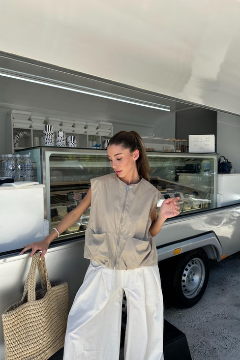 Gabardin Street Yelek Bej