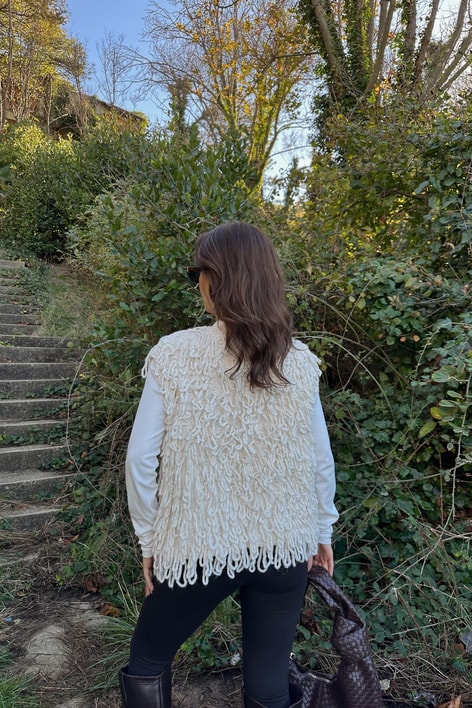 Püsküllü Yelek Ekru