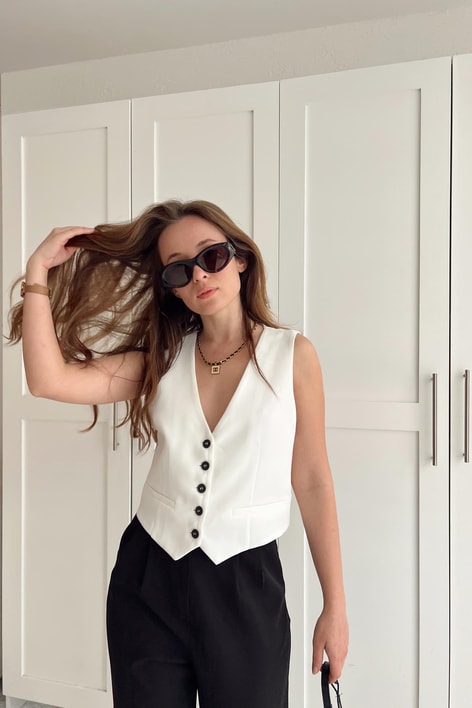 Swan Crop Yelek Beyaz