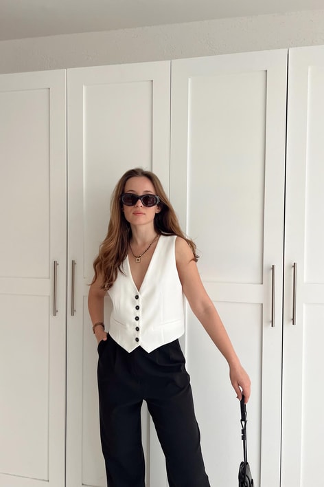 Swan Crop Yelek Beyaz