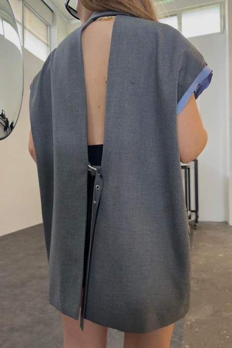 Tasarım Oversize Yelek Gri