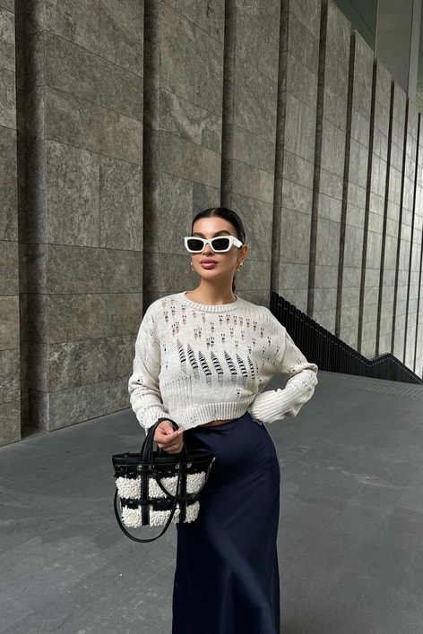 Yırtık Detaylı Kazak Bej