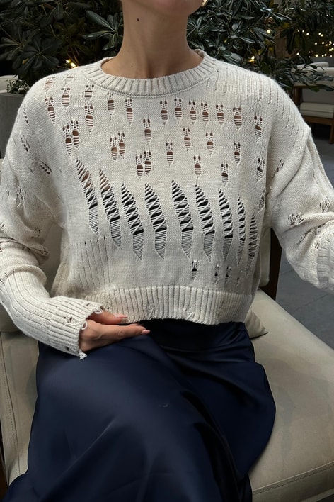 Yırtık Detaylı Kazak Bej