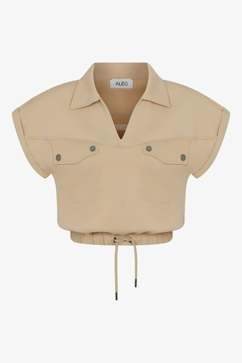 Bej Regular Fit Kadın Crop T-Shirt 62