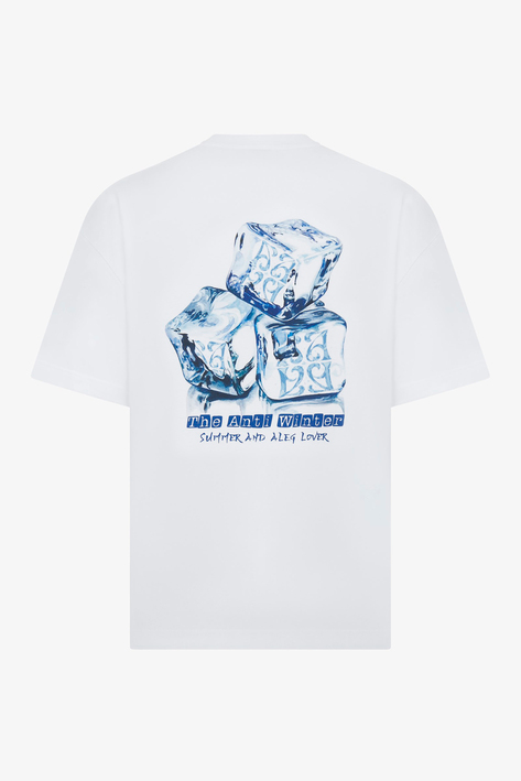 Buz Baskılı Ekru Oversize T-Shirt 05