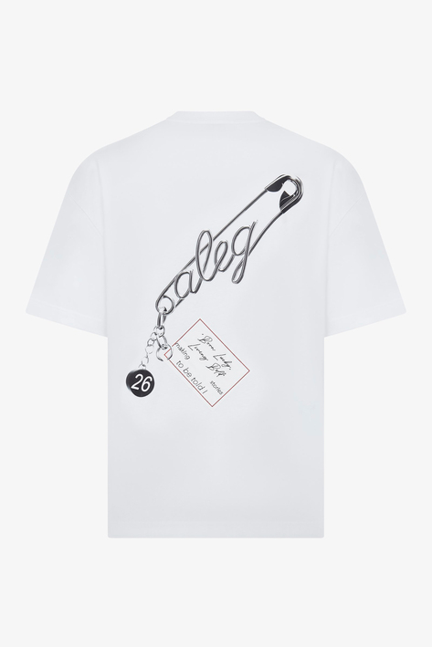 Çengelli İğne Baskılı Ekru Oversize T-Shirt 40