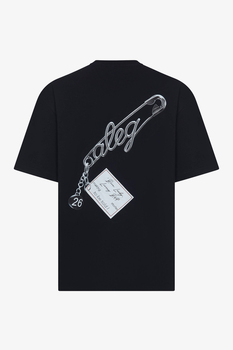 Çengelli İğne Baskılı Siyah Oversize T-Shirt 40