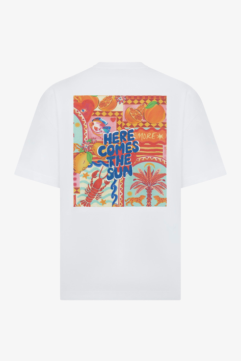 Here Comes The Sun Baskılı Ekru Oversize T-Shirt 124