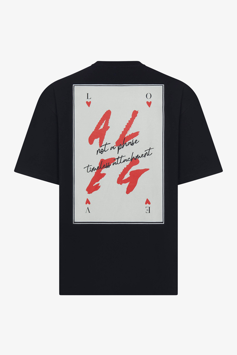 Kart Baskılı Siyah Oversize T-Shirt 123