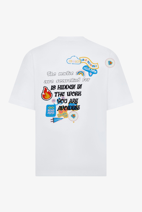 Magic Baskılı Ekru Oversize T-Shirt 125