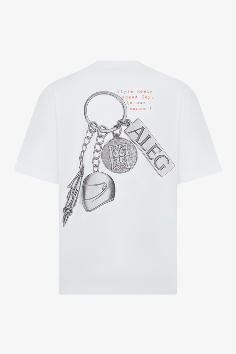 Pit Lane Baskılı Ekru Oversize T-Shirt 94