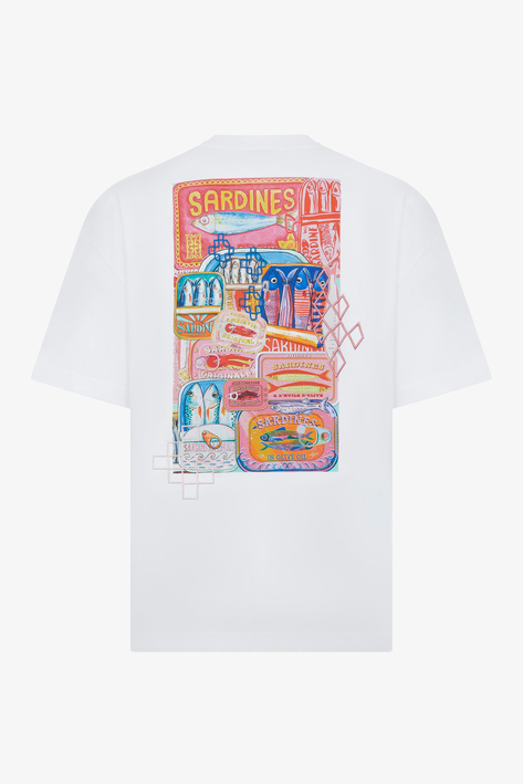 Sardalya Baskılı Ekru Oversize T-Shirt 04