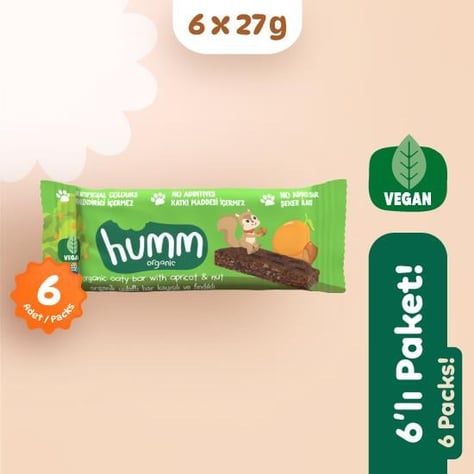 Organik Vegan Kayısılı ve Fındıklı Yulaf Bar Atıştırmalık Paketi 6 adet görseli.