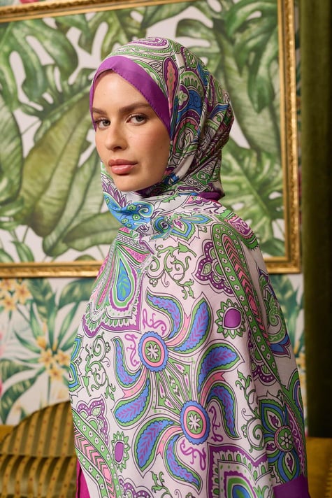 Marrakech Koleksiyon Soft Şal Koyu Pembe Yeşil 3048-19